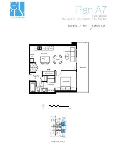 一房Lougheed NEW高层新公寓COL