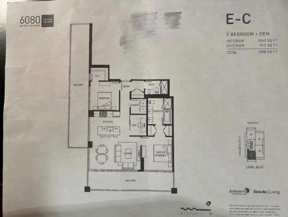 Metrotown 2b2b+1den 次卧出租